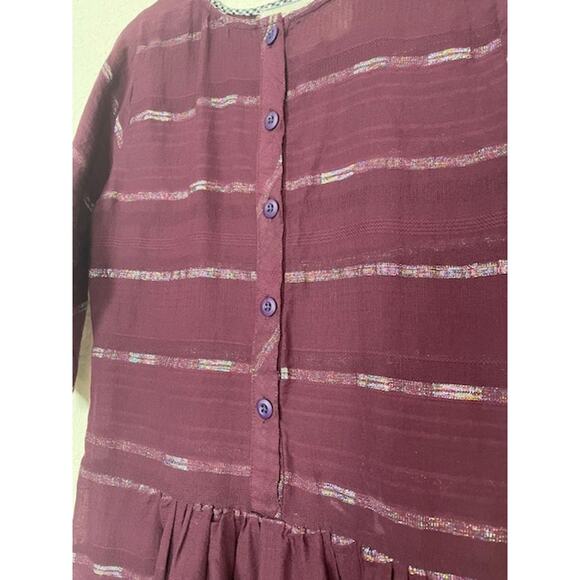 Ace & Jig Arbor Mini Dress Incense Deep Purple Metallic Rainbow Thread Stripe XS - Picture 6 of 11